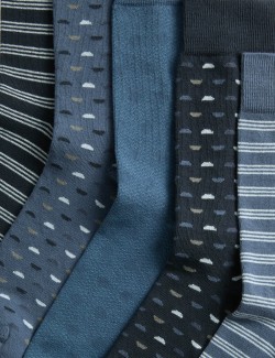 5 Pack Cool & Fresh Geometric Cotton Rich Socks