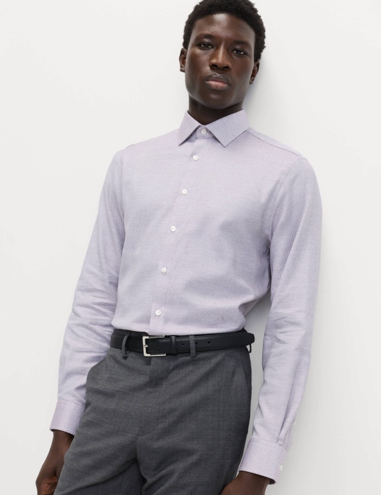 Regular Fit Luxury Pure Cotton Textured Shirt