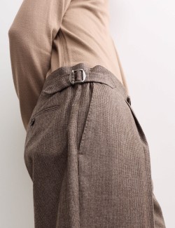 Italian Wool Flannel Puppytooth Trousers