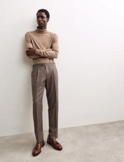 Italian Wool Flannel Puppytooth Trousers