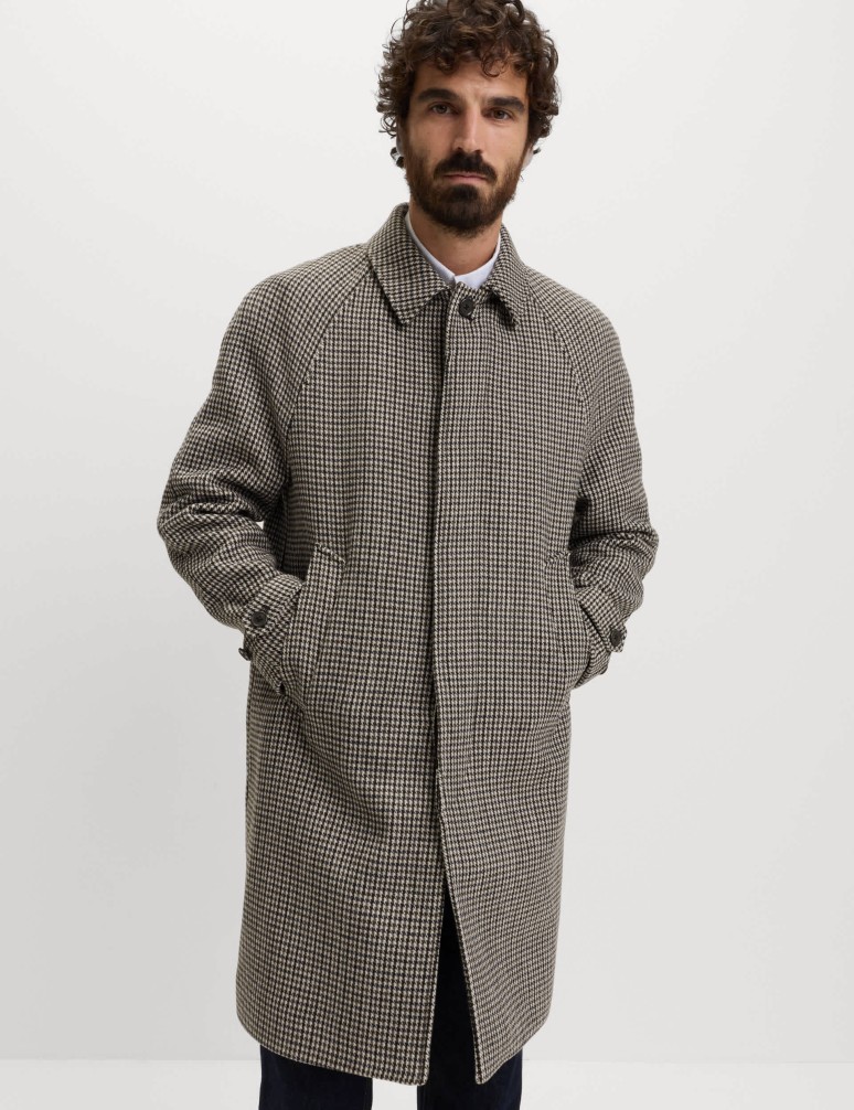Textured Car Coat with Wool