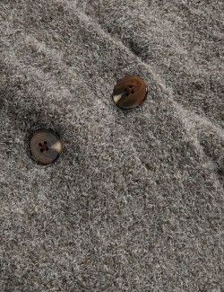 Kardigan z buklé, s knoflíky na přední straně a výstřihem do V, s obsahem vlny