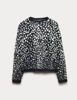 Animal Print Crew Neck Relaxed Jumper