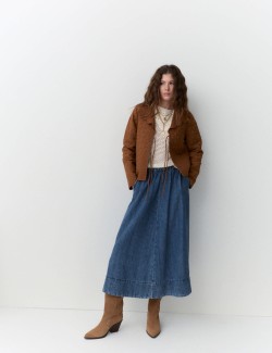 Cotton Rich Midi Skirt