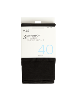 3pk 40 Denier Supersoft Opaque Ankle Highs