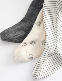 Sada 3 ks žebrovaných kombinéz s ovečkou na spaní s vysokým podílem bavlny (3 kg – 3 roky)