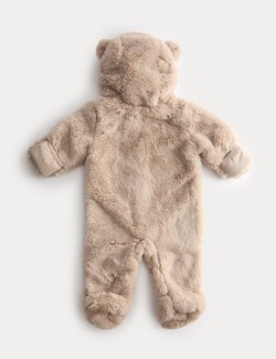Faux Fur Hooded Pramsuit (0-12 Mths)