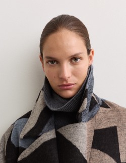 Wool Blend Cocoon Jacquard Coat