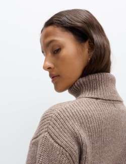 Cloud-yarn Ribbed Roll Neck Jumper