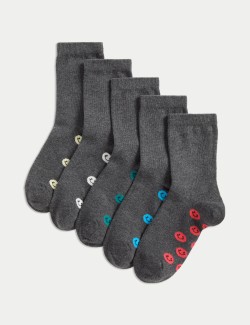 5pk Cotton Rich Faces School Socks (6 Small-7 Large)
