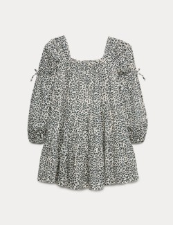 Pure Cotton Leopard Print Dress (6-16 Yrs)