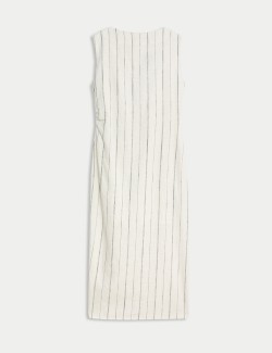 Linen Blend Striped Midaxi Bodycon Dress