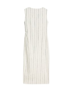 Linen Blend Striped Midaxi Bodycon Dress