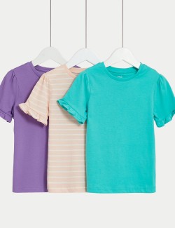 3pk Pure Cotton Frill T-Shirts (2-8 Yrs)