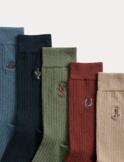 5 Pack Cool & Fresh Western Cowboy Socks