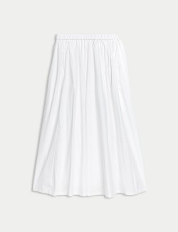 Plisovaná midi sukně z čisté bavlny
