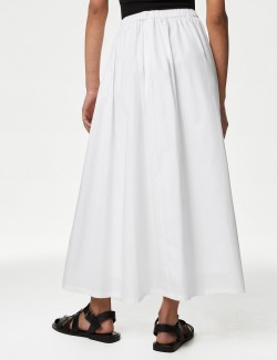 Plisovaná midi sukně z čisté bavlny
