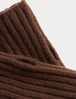 Knitted Rib Fingerless Gloves