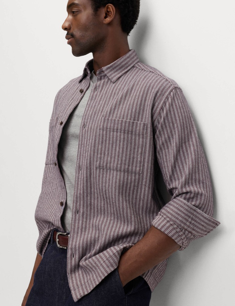 Pure Cotton Striped Flannel Shirt