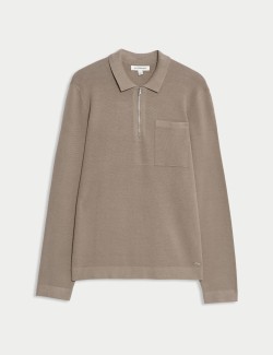 Milano Knit Relaxed Half Zip Polo Shirt