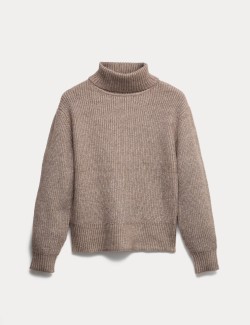 Cloud-yarn Ribbed Roll Neck Jumper