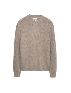 Svetr s kulatým výstřihem a texturou, ze směsi jehněčí vlny