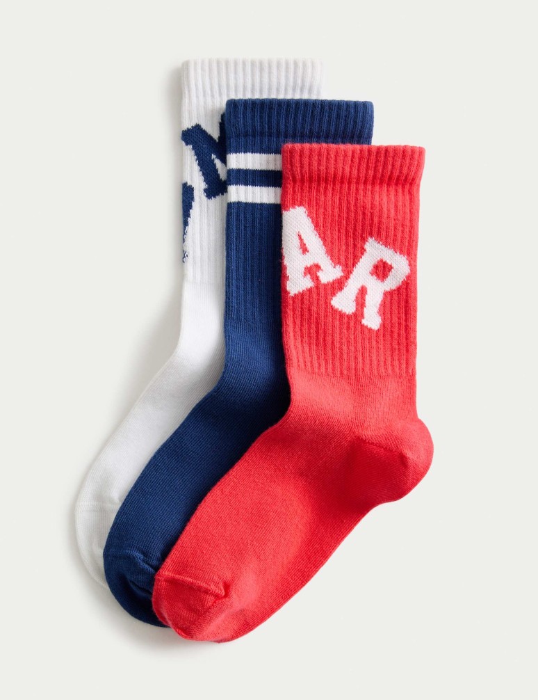 Kotníkové ponožky se sloganem, s vysokým podílem bavlny (6 malé – 7 velké), 3 páry v balení