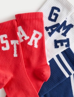 Kotníkové ponožky se sloganem, s vysokým podílem bavlny (6 malé – 7 velké), 3 páry v balení