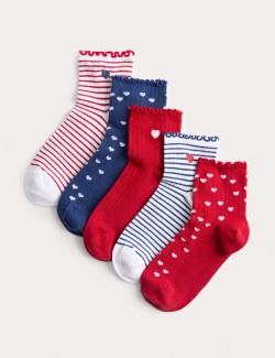 5 Pack Cotton Rich Heart Socks (6 Small - 7 Large)