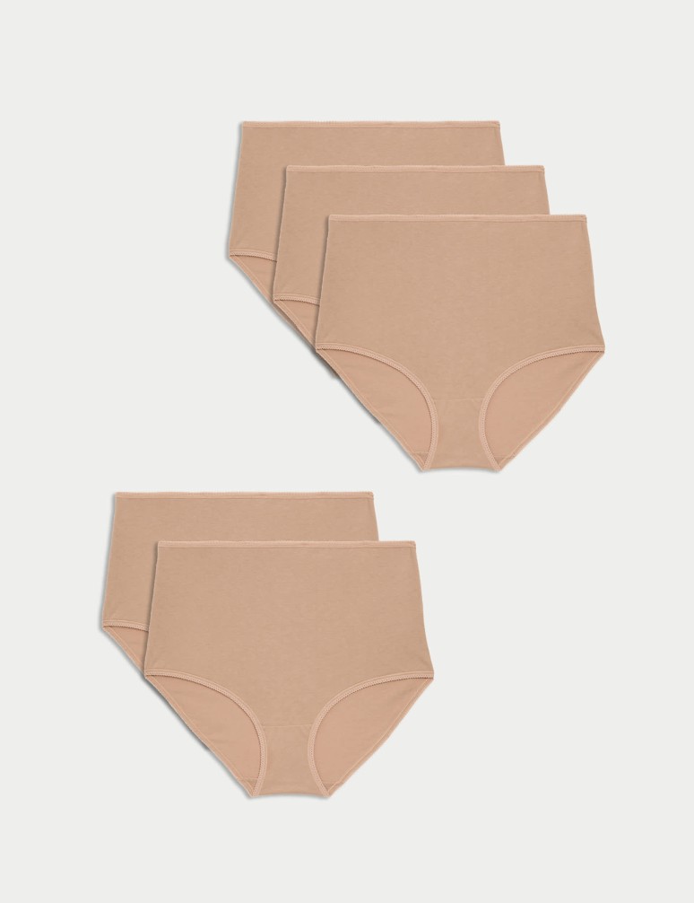 Sada 5 ks kalhotek s vysokým pasem, z čisté bavlny