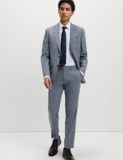 Strečové kárované kalhoty přiléhavého střihu