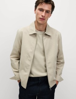 Pruhovaná bunda typu Harrington s vysokým podílem bavlny