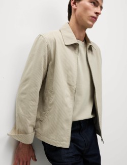 Pruhovaná bunda typu Harrington s vysokým podílem bavlny