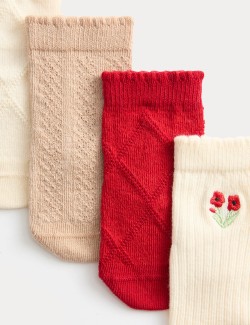 5pk Cotton Rich Floral Baby Socks (0 Mths - 3 Yrs)