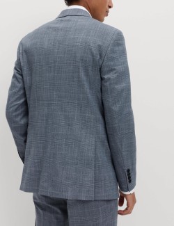 Kostkované sako se strečem, mírně projmutý střih