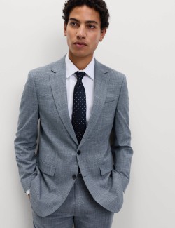 Kostkované sako se strečem, mírně projmutý střih