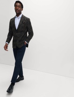 Tailored Fit Wool Blend Check Blazer
