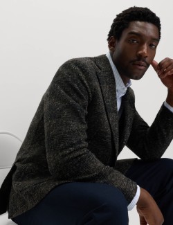 Tailored Fit Wool Blend Check Blazer