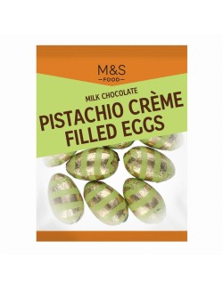 Mini vajíčka ze švýcarské mléčné čokolády s krémovou pistáciovou náplní