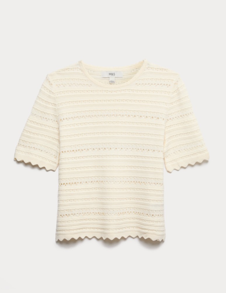 Cotton Rich Open Stitch Knitted Top