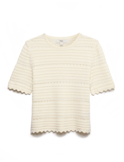 Cotton Rich Open Stitch Knitted Top