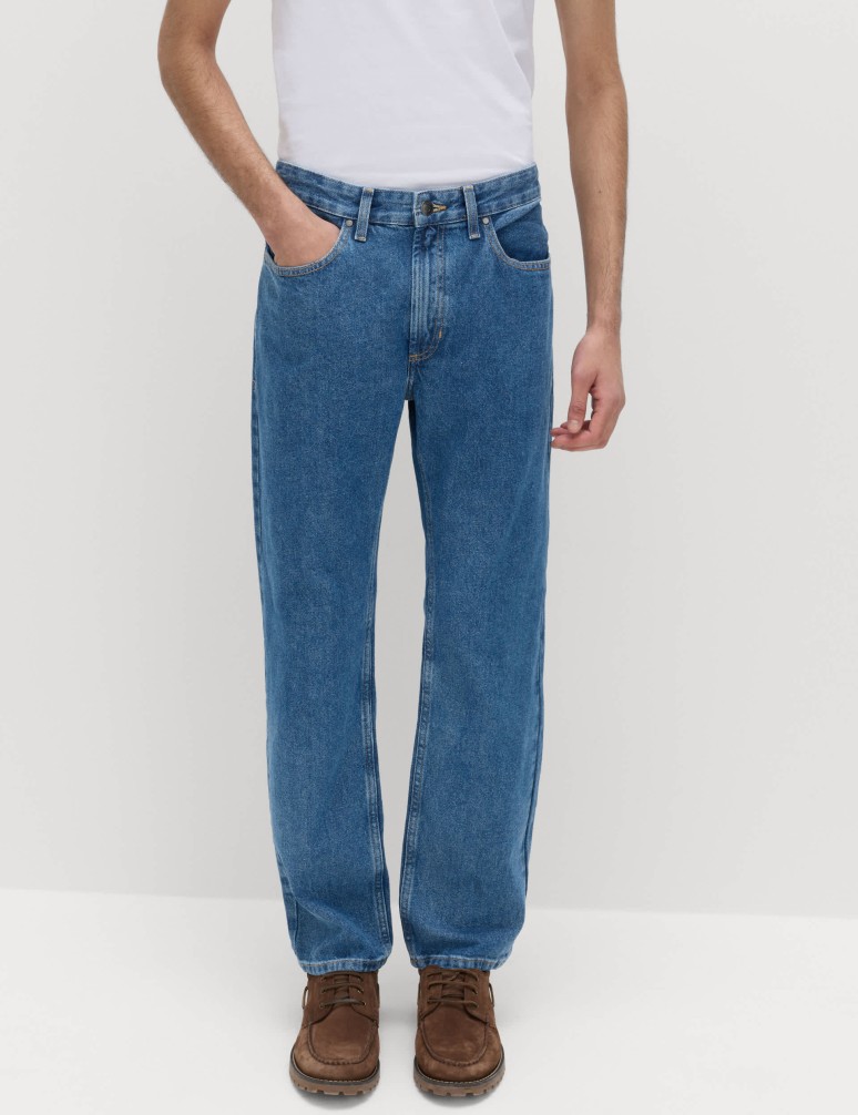 Straight Fit Pure Cotton Flat Front Jeans