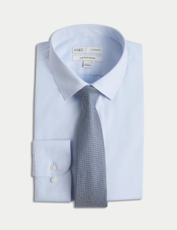 Slim Fit Easy Iron Shirt and Tie