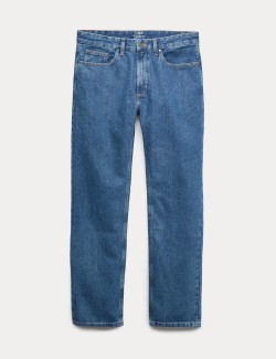 Straight Fit Pure Cotton Flat Front Jeans