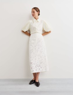 Košile s límečkem a texturovaným krajkováním z čisté bavlny