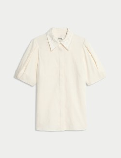 Košile s límečkem a texturovaným krajkováním z čisté bavlny
