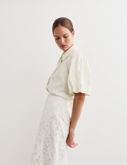 Košile s límečkem a texturovaným krajkováním z čisté bavlny