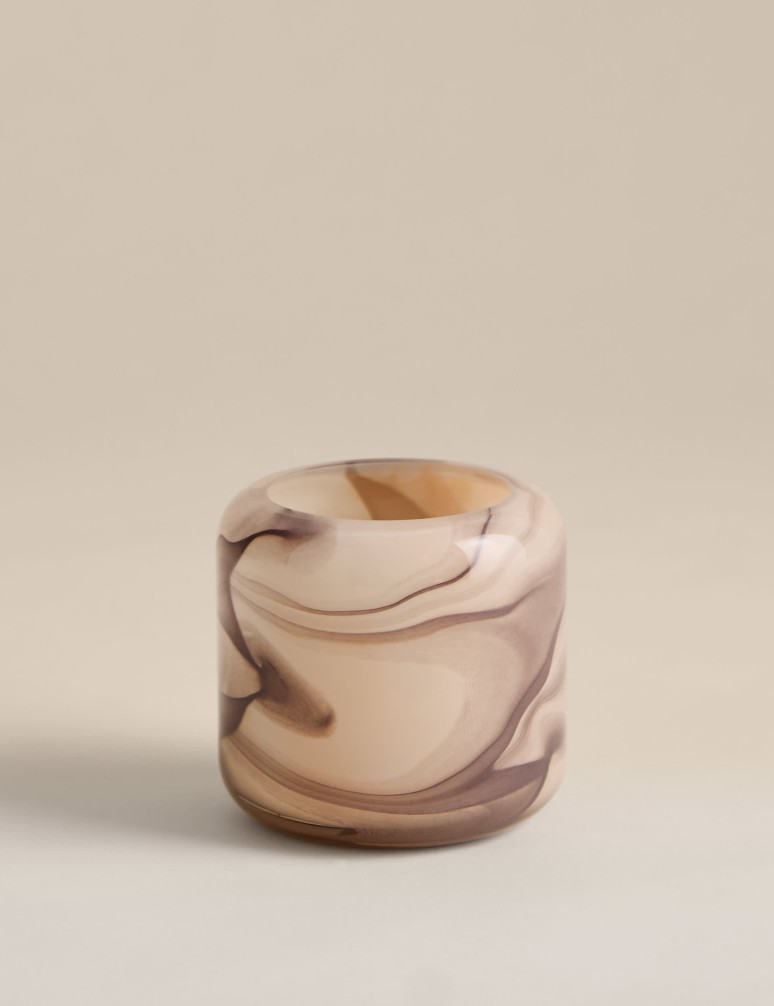 Marble Effect Glass Tealight Holder