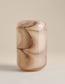 Marble Effect Glass Cylinder Vase