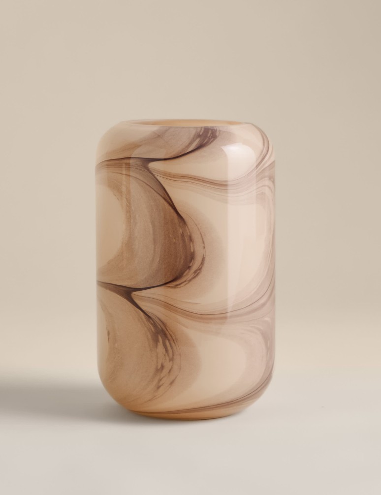 Marble Effect Glass Cylinder Vase